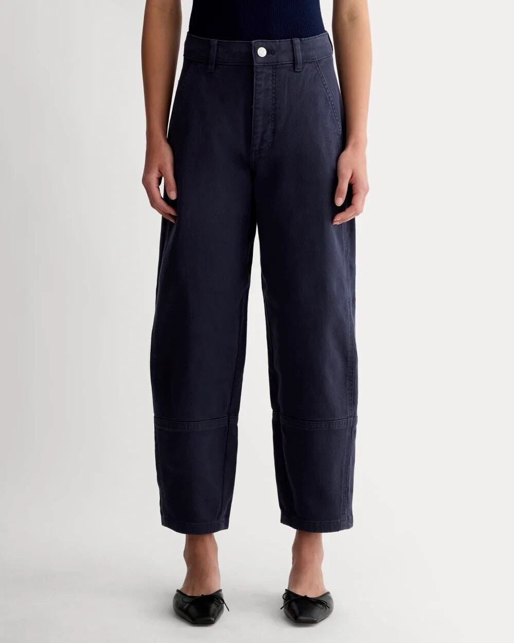 NWT Everlane The Utility Barrel Pant High-Rise Cotton Twill In Navy Blue Size 2